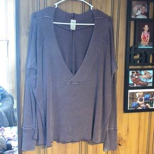 Free people purple deep v neck.